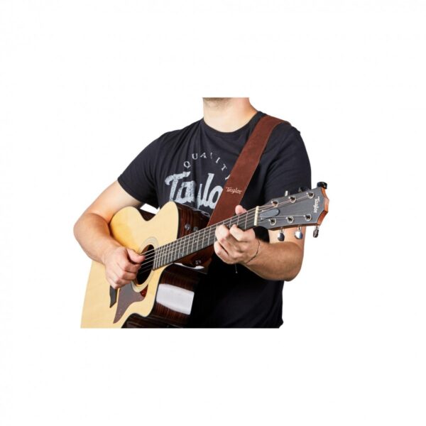 Taylor Logo Suede Guitar Strap Chocolate - Image 2