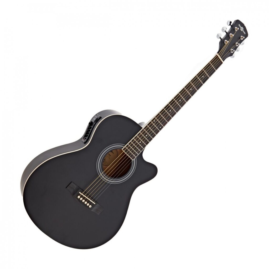 Single Cutaway Electro Acoustic Guitar Black 15W Acoustic Amp & Accessory Pack