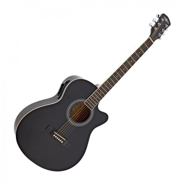 Single Cutaway Electro Acoustic Guitar Black 15W Acoustic Amp & Accessory Pack