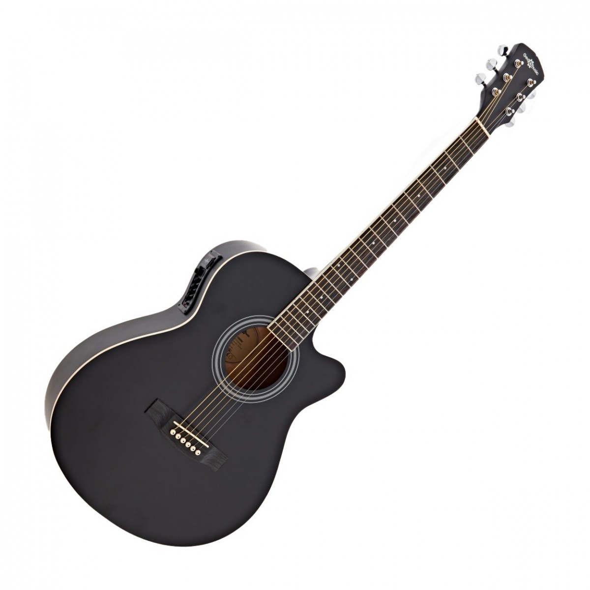 Single Cutaway Electro Acoustic Guitar Black 15W Acoustic Amp & Accessory Pack