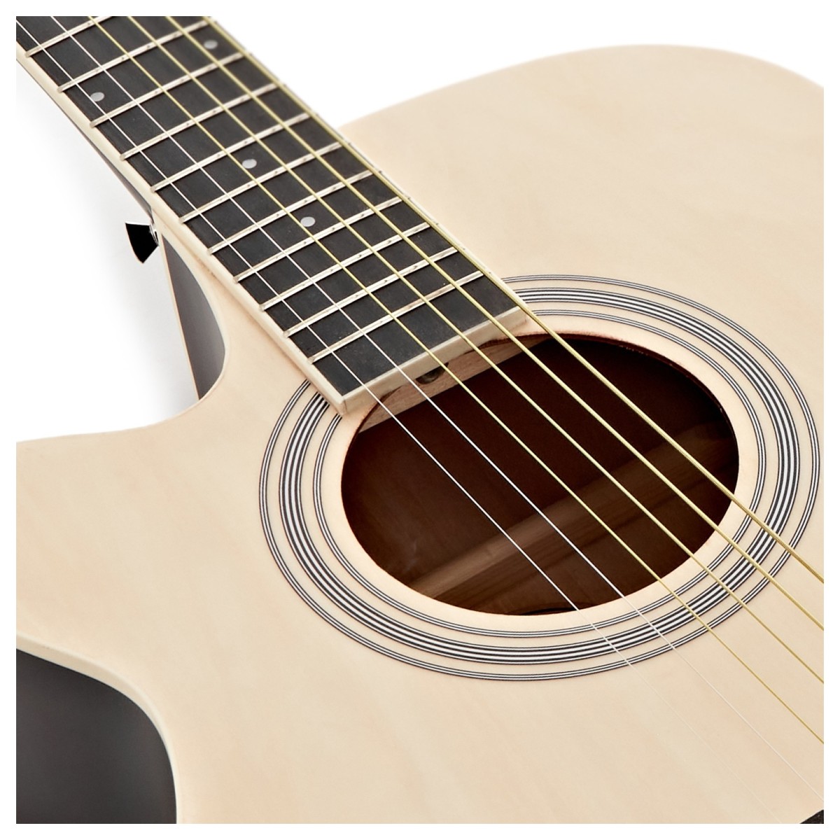 Single Cutaway Left Handed Electro Acoustic Guitar Natural 15W Acoustic Amp & Accessory Pack