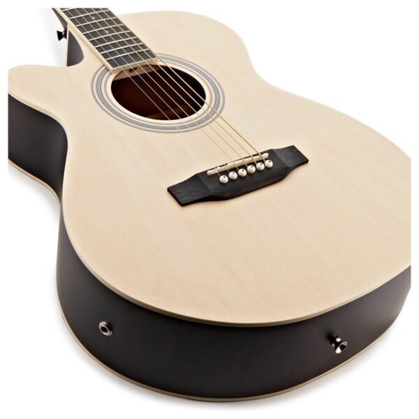 Single Cutaway Left Handed Electro Acoustic Guitar Natural 15W Acoustic Amp & Accessory Pack