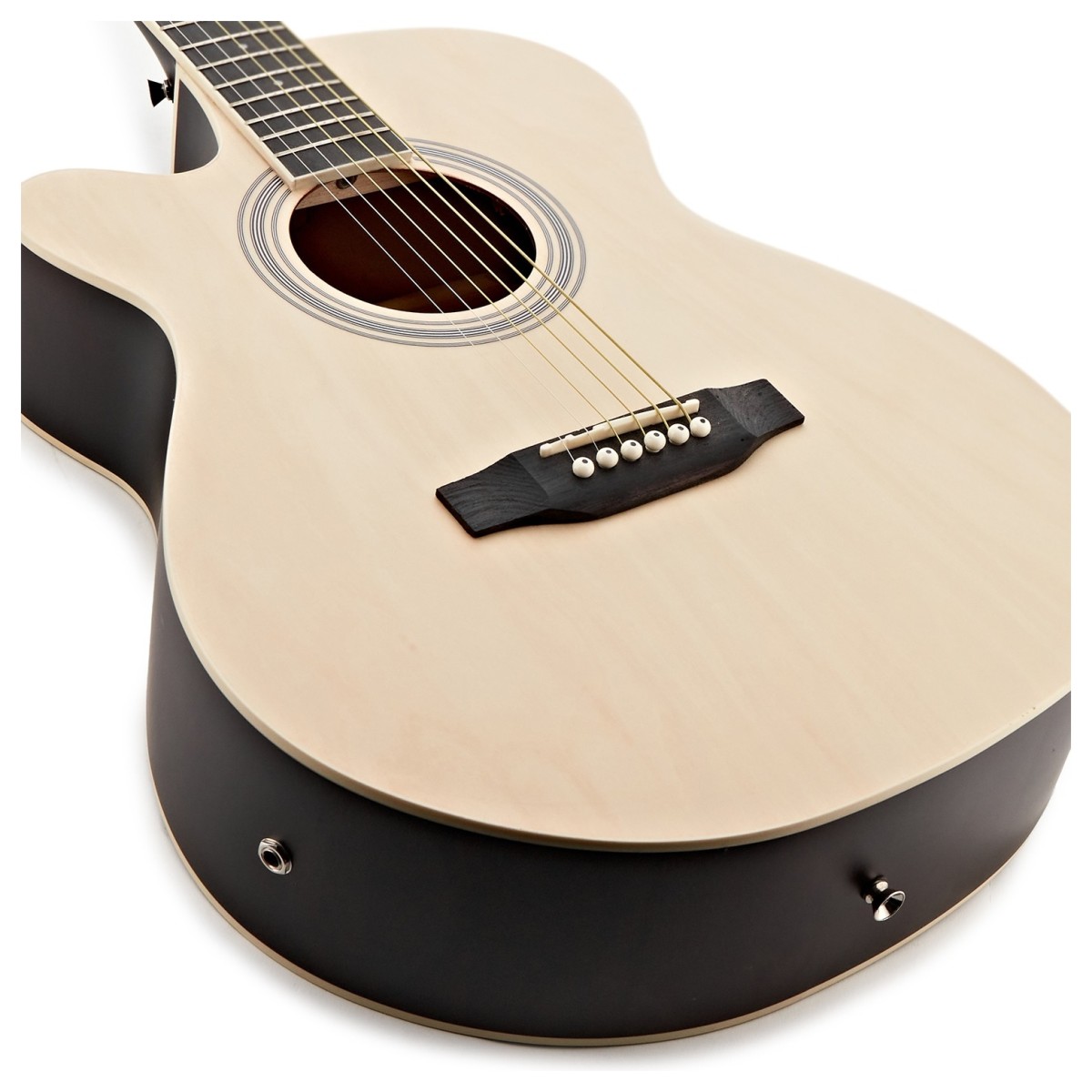 Single Cutaway Left Handed Electro Acoustic Guitar Natural 15W Acoustic Amp & Accessory Pack