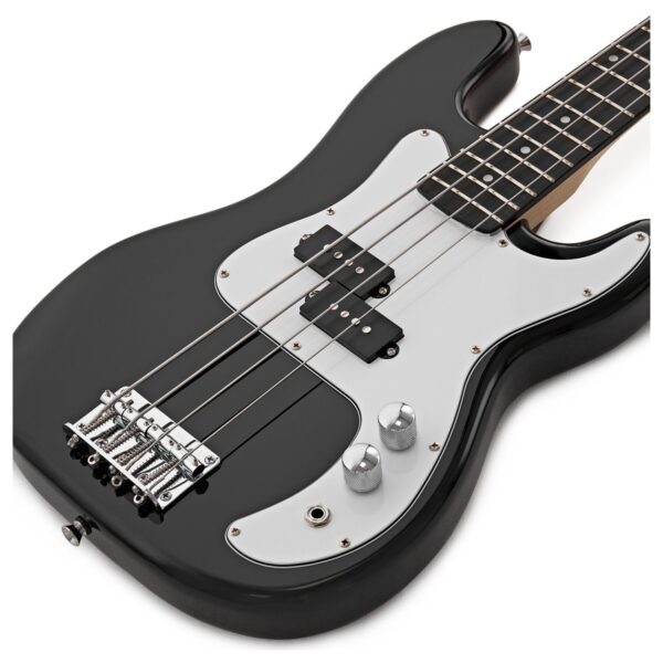 3/4 LA Bass Guitar Black 15W Bass Amp Pack