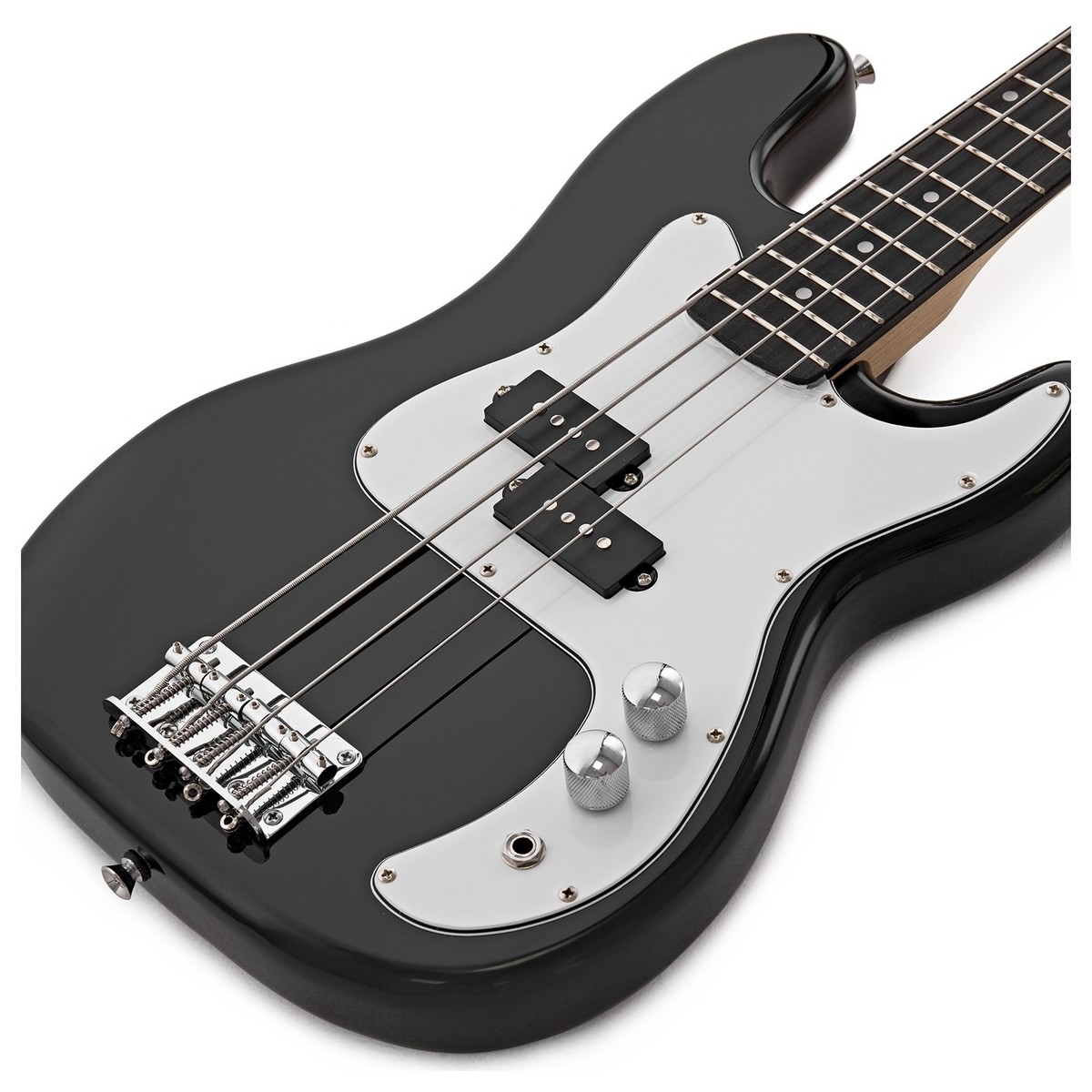 3/4 LA Bass Guitar Black 15W Bass Amp Pack