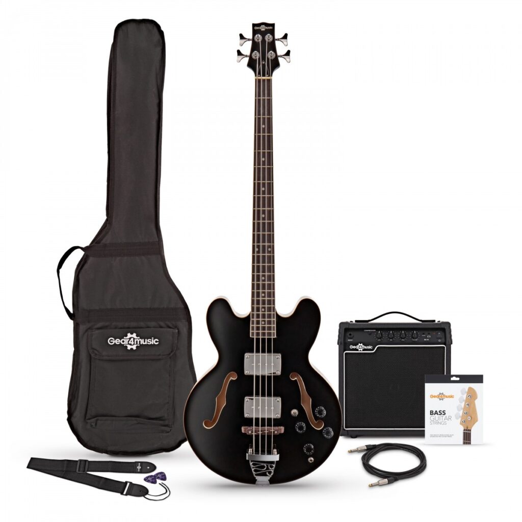 San Francisco Semi Acoustic Bass Black 15W Bass Amp Pack