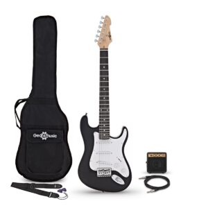 3/4 LA Electric Guitar Black Mini Guitar Amp Pack
