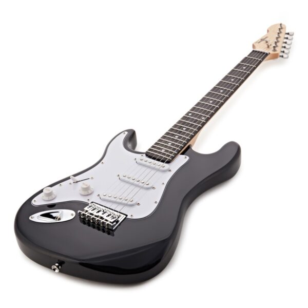 3/4 LA Left Handed Electric Guitar Black Mini Guitar Amp Pack