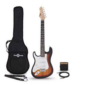 3/4 LA Left Handed Electric Guitar Sunburst Mini Guitar Amp Pack