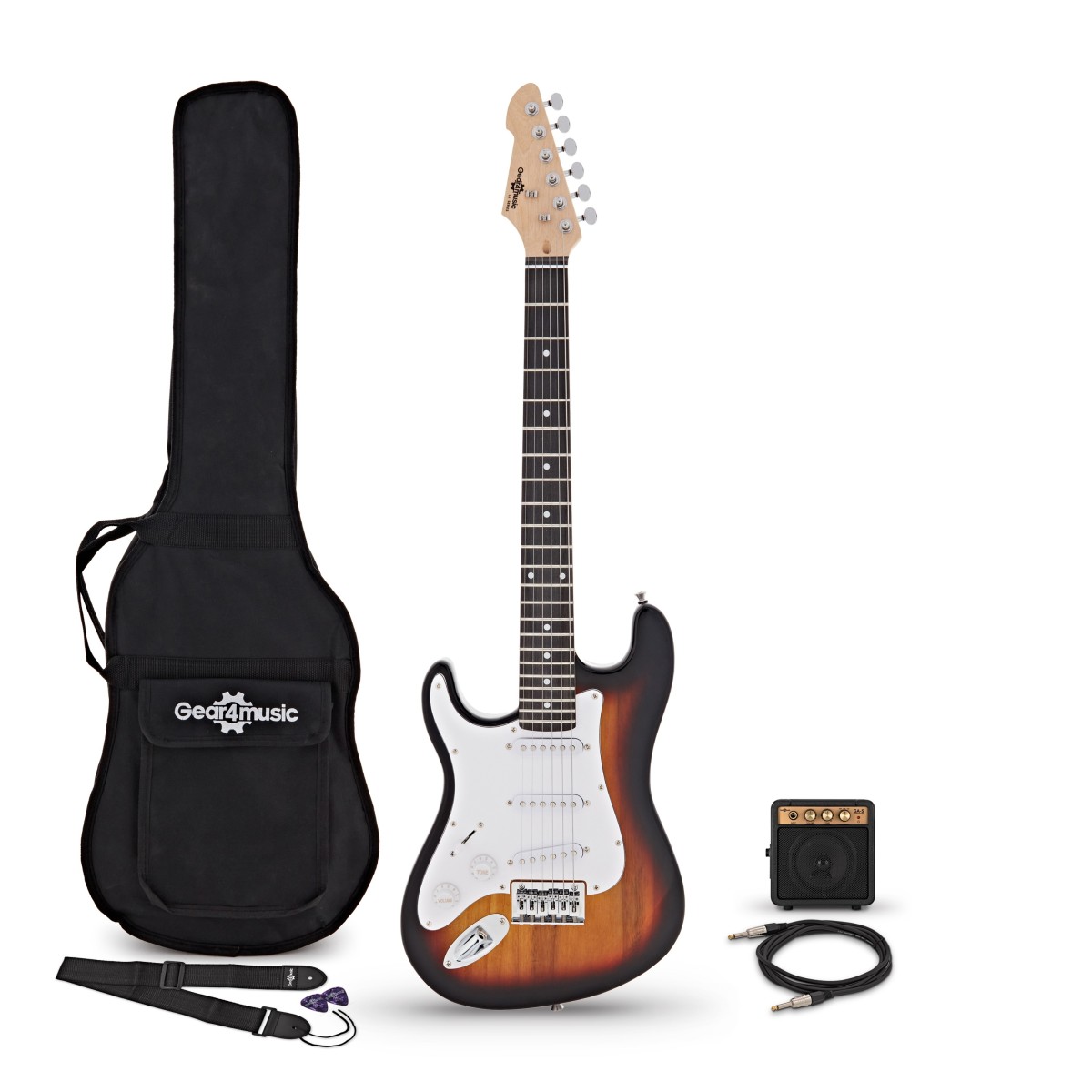 3/4 LA Left Handed Electric Guitar Sunburst Mini Guitar Amp Pack