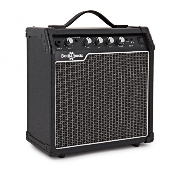 LA Electric Guitar Black 15W Guitar Amp & Ultimate Accessory Pack
