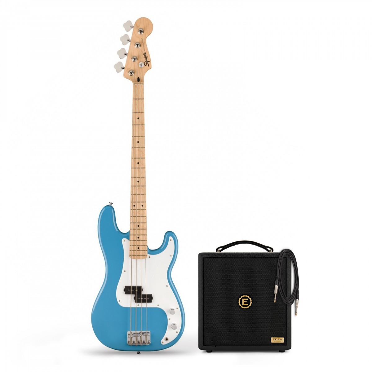 Squier Sonic Precision Bass California Blue & Eden Orbiter 8 Bass Combo Amp