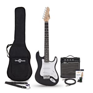 3/4 LA Electric Guitar Black 10W Guitar Amp & Accessory Pack