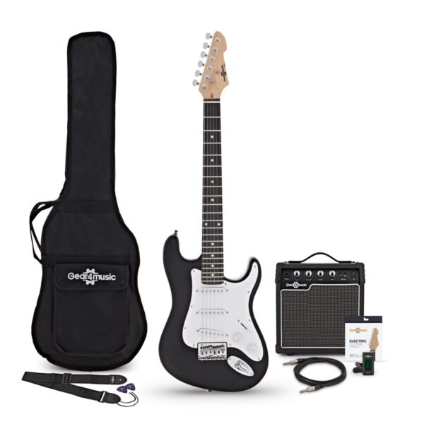 3/4 LA Electric Guitar Black 10W Guitar Amp & Accessory Pack