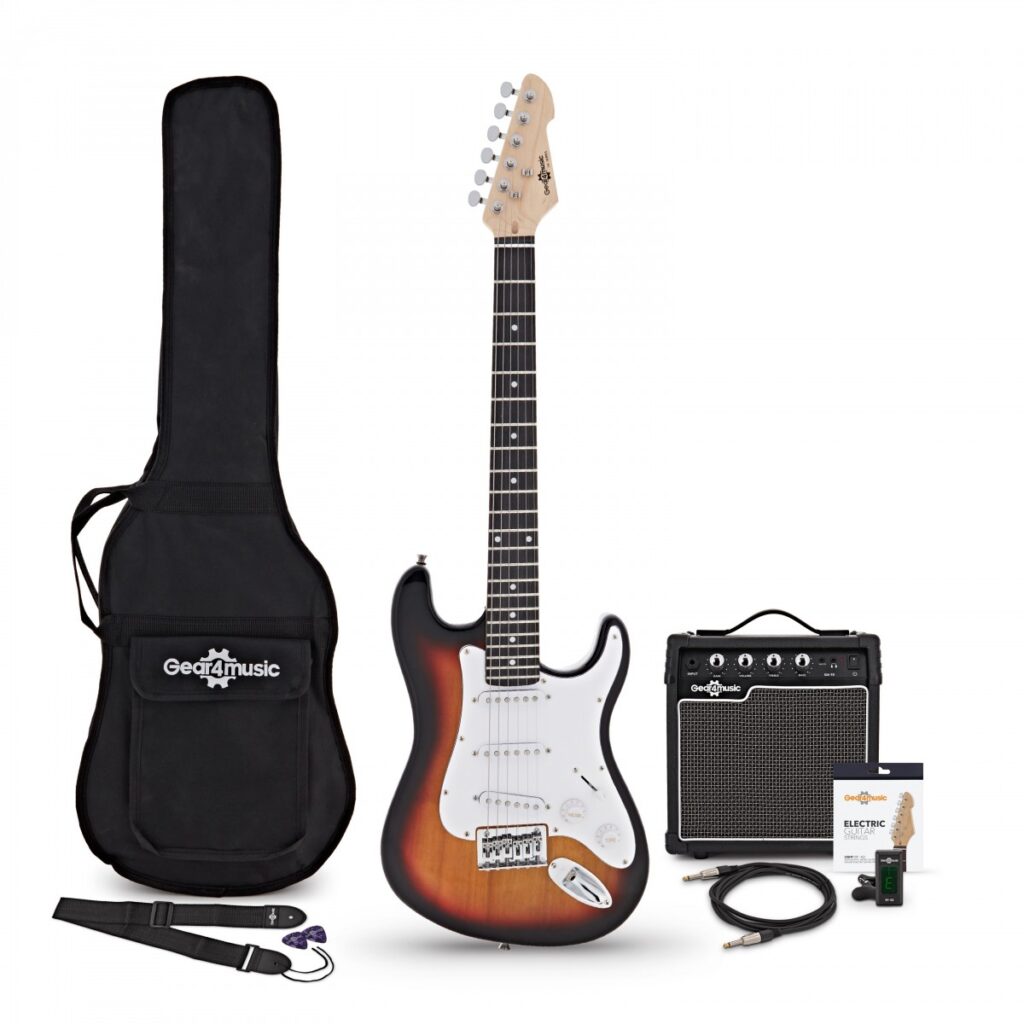 3/4 LA Electric Guitar Sunburst 10W Guitar Amp & Accessory Pack