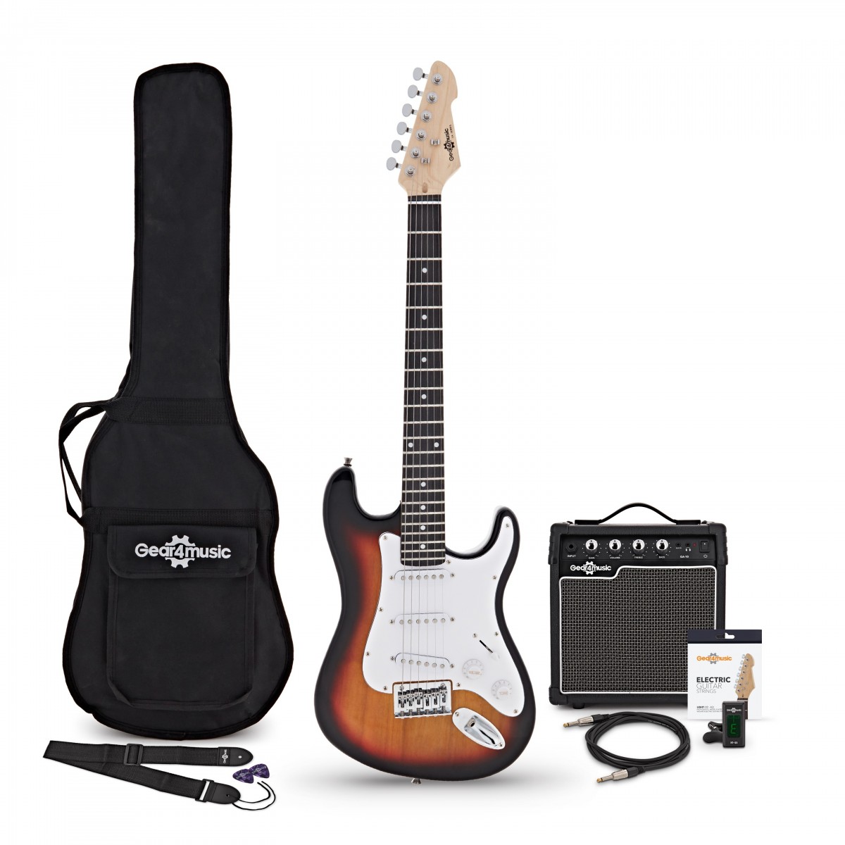 3/4 LA Electric Guitar Sunburst 10W Guitar Amp & Accessory Pack