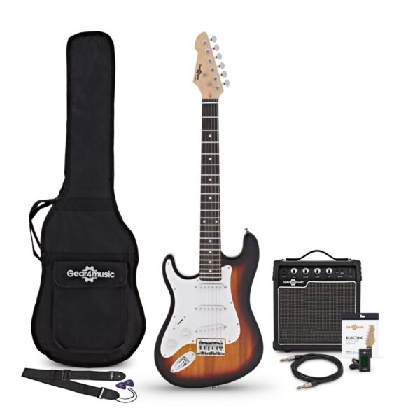 3/4 LA Left Handed Electric Guitar Sunburst 10W Guitar Amp & Accessory Pack