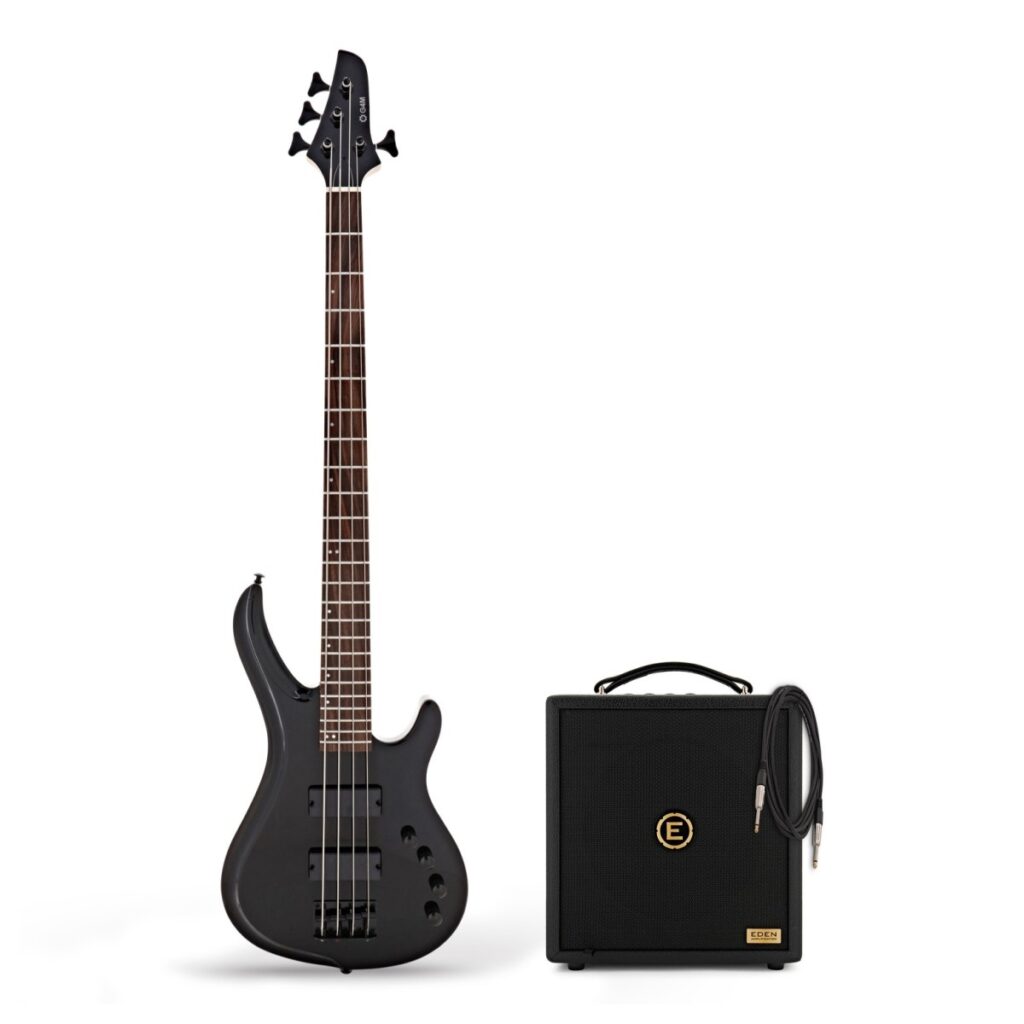 G4M 878 Bass Guitar All Black & Eden Orbiter 8 Combo Amp