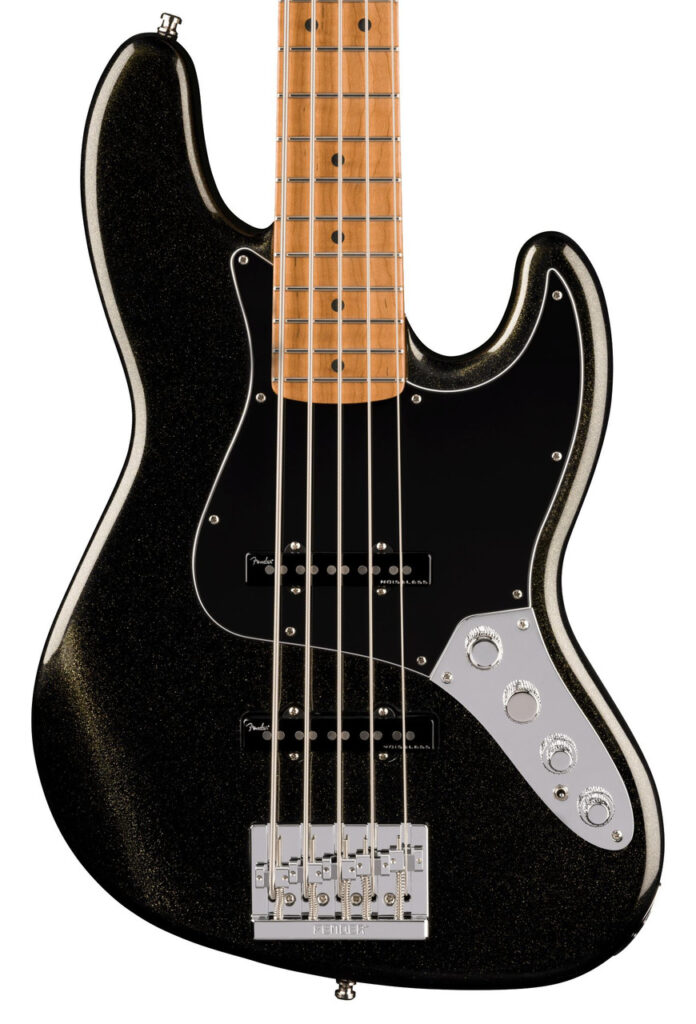 Fender American Ultra II Jazz Bass V in Gold Dust, Roasted Maple Fretboard