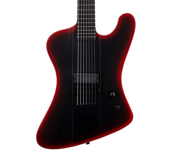 ESP LTD Phoenix-7 Baritone Black Metal II Electric Guitar in Black Redburst Satin