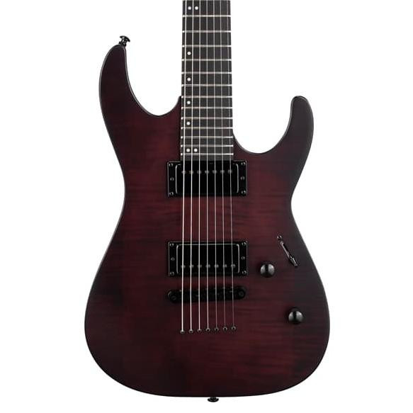 ESP LTD M-207DX Baritone Electric Guitar in Crimson Satin - Image 1