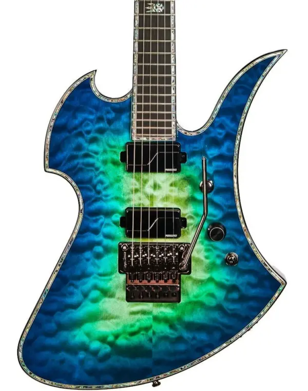 BC Rich Extreme Series Mockingbird Exotic Electric Guitar with Floyd Rose in Cyan Blue - Image 1