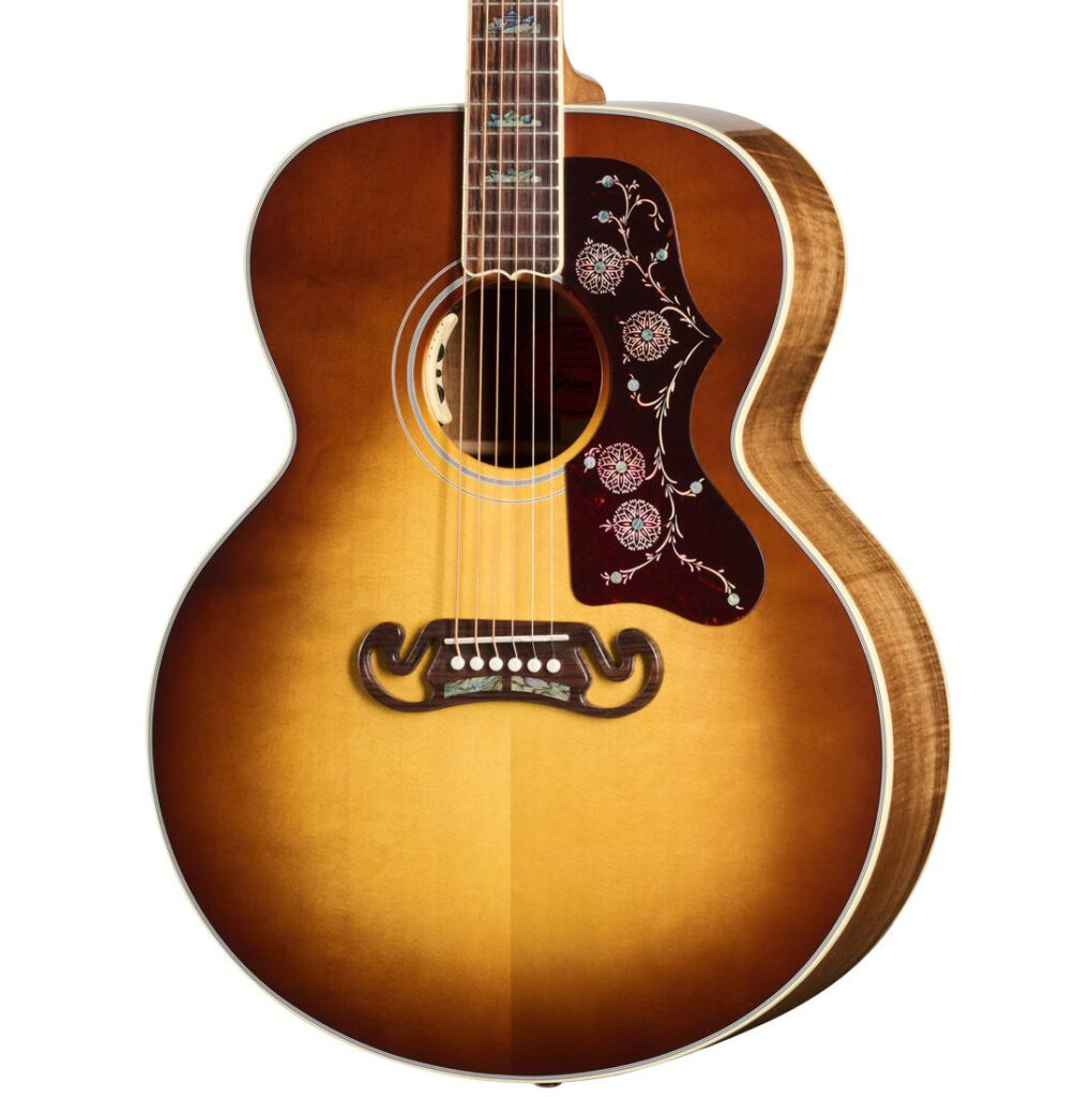 Gibson Custom Shop SJ-200 Elegant Koa Electro Acoustic Guitar in Honey Burst