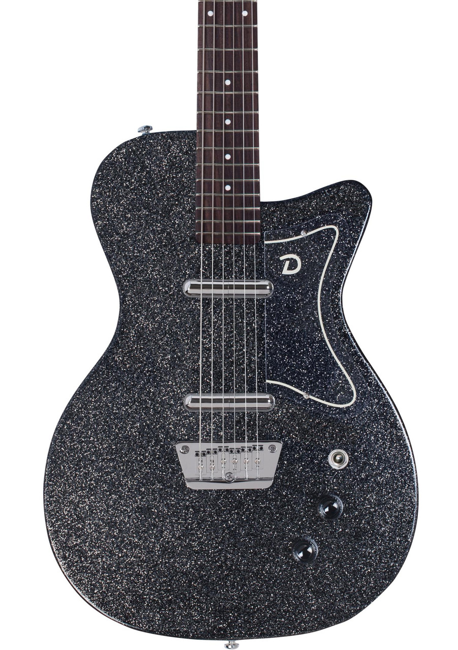 Danelectro Baritone Electric Guitar in Black Metalflake - Image 1