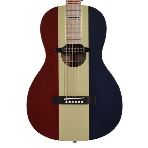 Recording King Dirty 30s Single 0 Parlour Electro Acoustic Guitar in Red, White & Blue