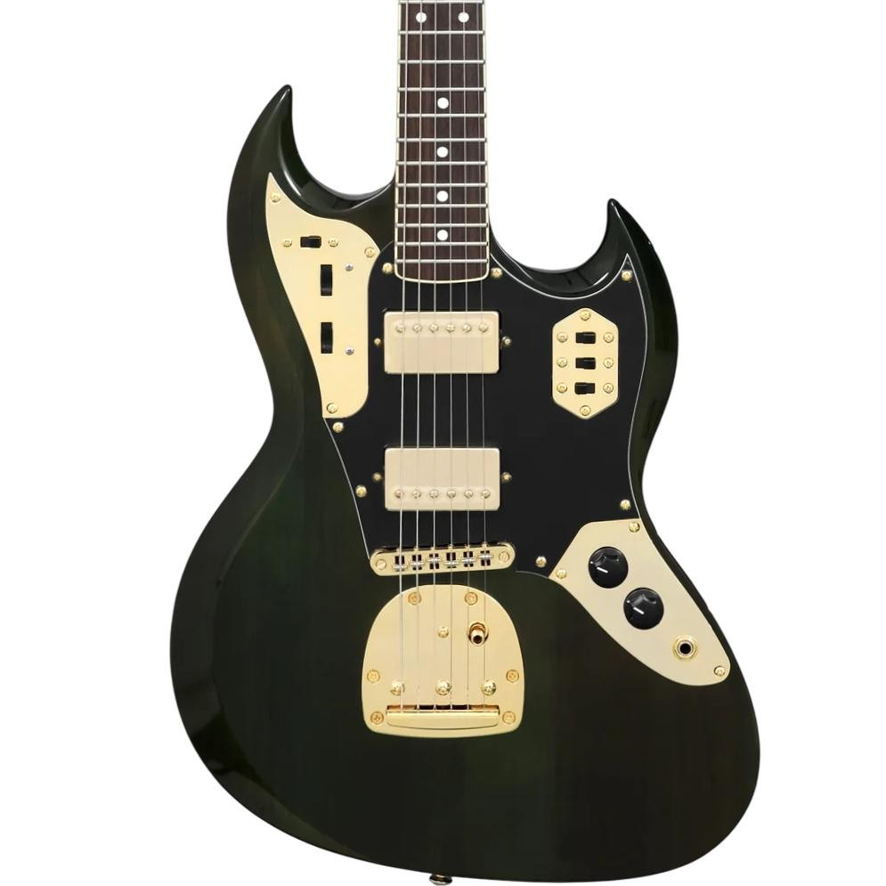 Woodrite Switchblade Electric Guitar in Transparent Emerald Green