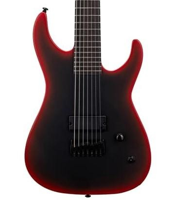 ESP LTD M-7 Baritone Black Metal II Electric Guitar in Black Redburst Satin - Image 2