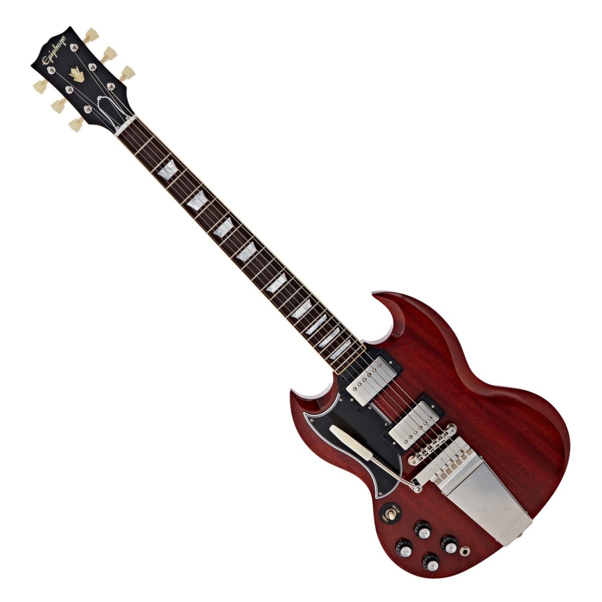 Epiphone 1964 SG Standard Maestro Vibrola Reissue Left Handed Cherry Red - Image 1