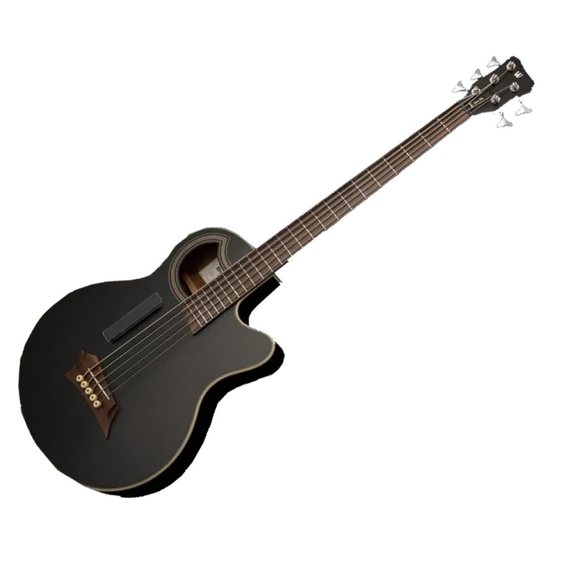 Warwick RockBass Alien Deluxe Hybrid Thinline 5 String Acoustic Bass Solid Black - Image 1