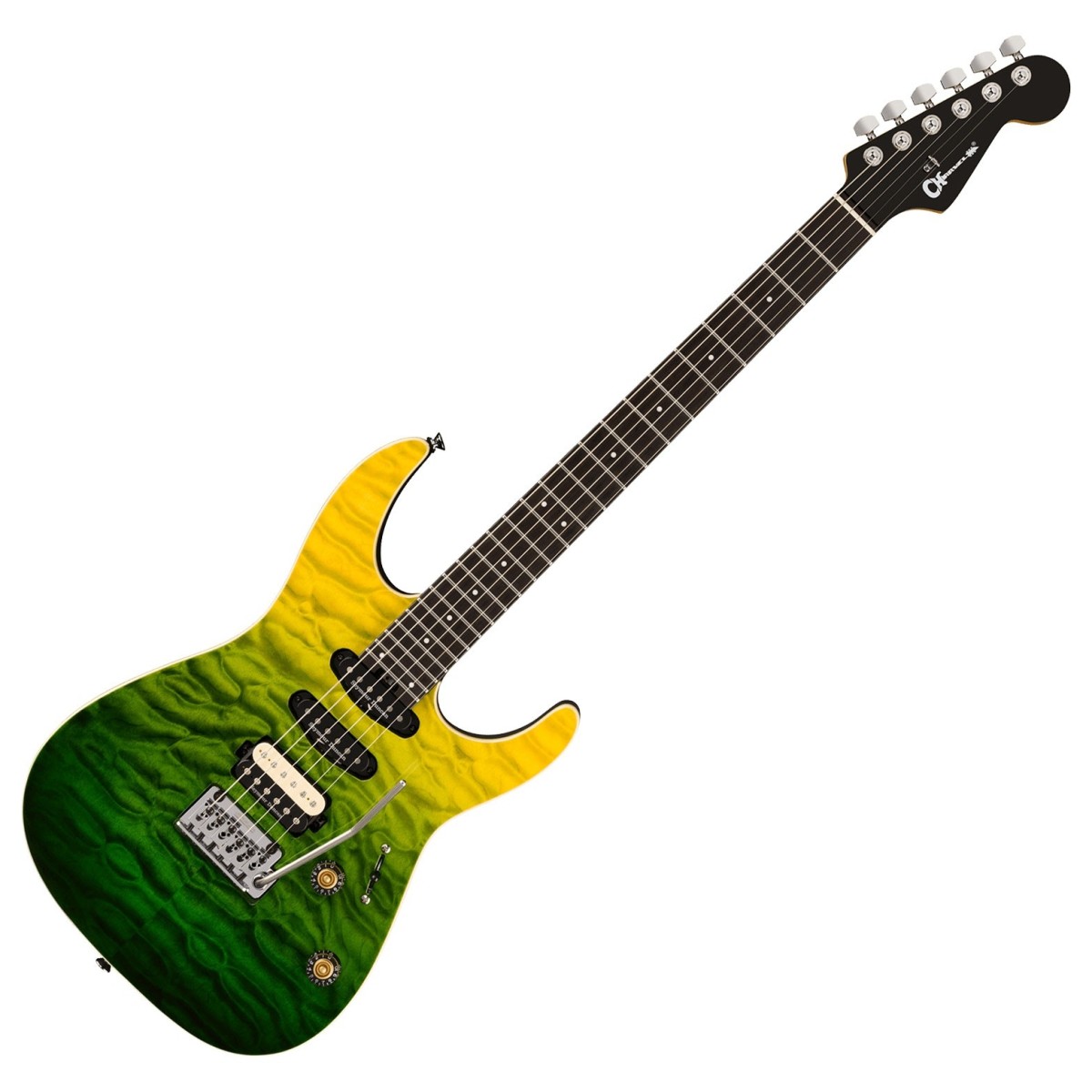 Charvel Pro-Mod Plus Dinky DK24 HSS 2PT EB QM Ebony Fingerboard Zombie Fade - Image 1