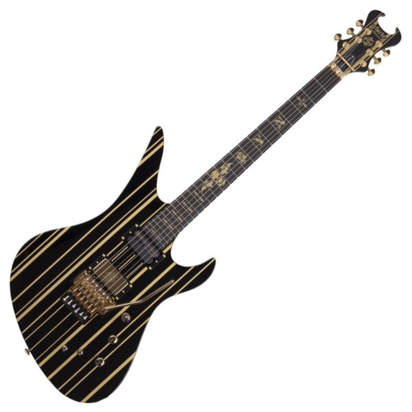 Schecter Synyster Custom-S Gloss Black w/Gold Stripes - Image 1