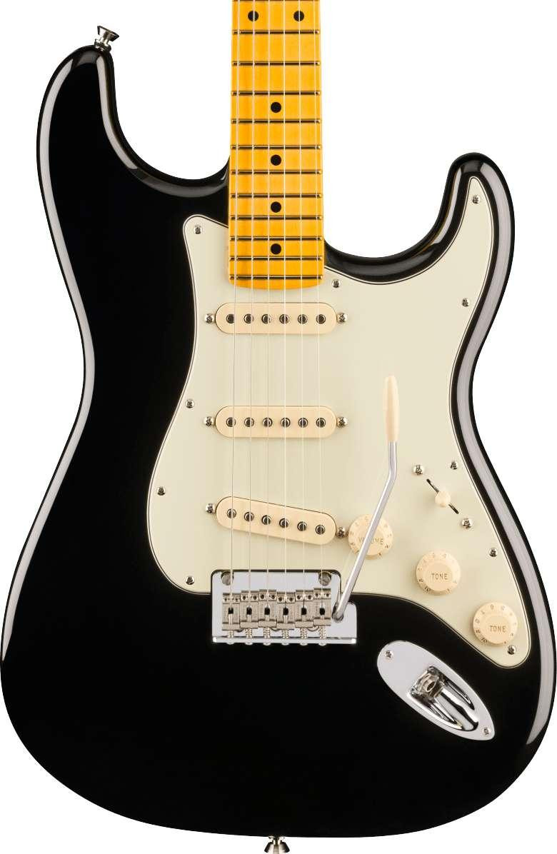 Fender American Professional Stratocaster Electric Guitar in Black, Maple Fingerboard - Image 1