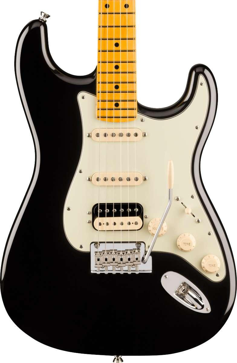 Fender American Professional Stratocaster HSS Electric Guitar in Black, Maple Fingerboard - Image 1