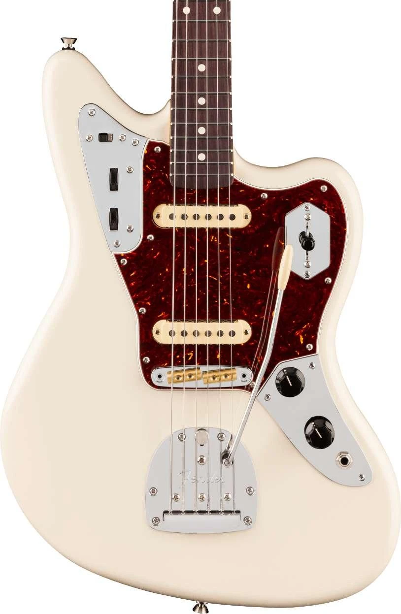 Fender American Professional Jaguar Electric Guitar in Olympic White, Rosewood Fingerboard - Image 1