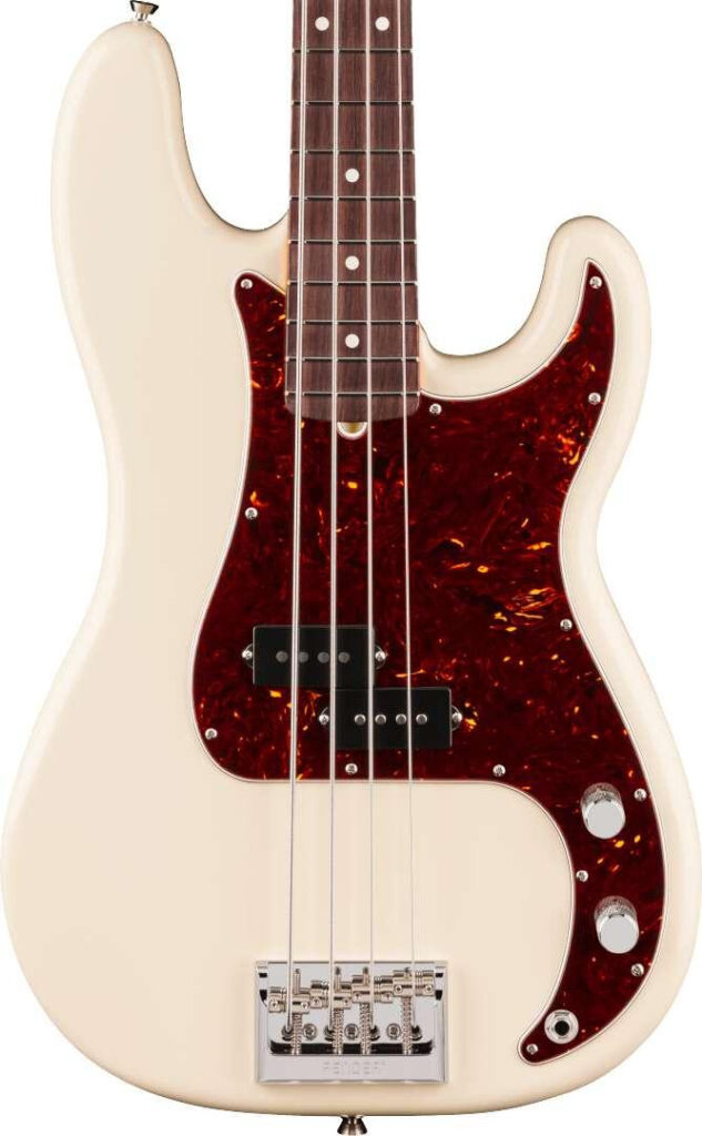 Fender American Professional Precision Bass Guitar in Olympic White, Rosewood Fingerboard