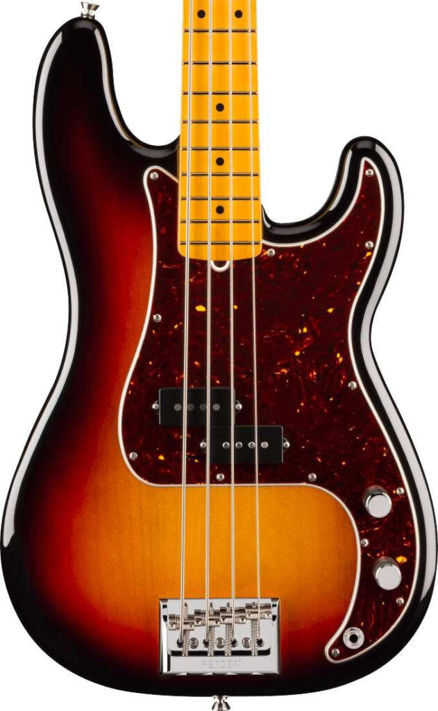 Fender American Professional Precision Bass Guitar in 3-Colour Sunburst, Maple Fingerboard