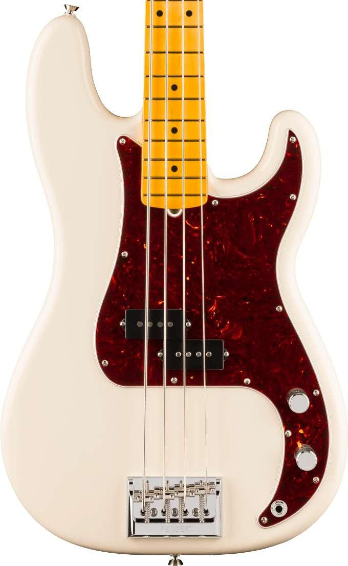 Fender American Professional Precision Bass Guitar in Olympic White, Maple Fingerboard - Image 1