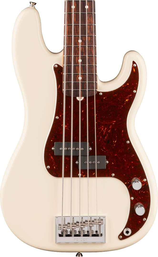 Fender American Professional Precision Bass V Guitar in Olympic White, Rosewood Fingerboard - Image 1