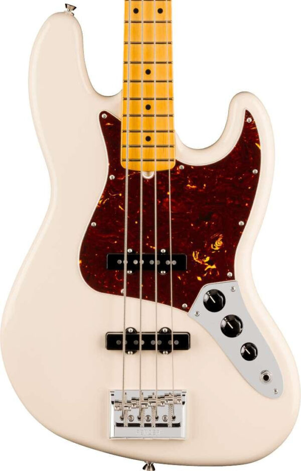 Fender American Professional Jazz Bass Guitar in Olympic White, Maple Fingerboard - Image 1