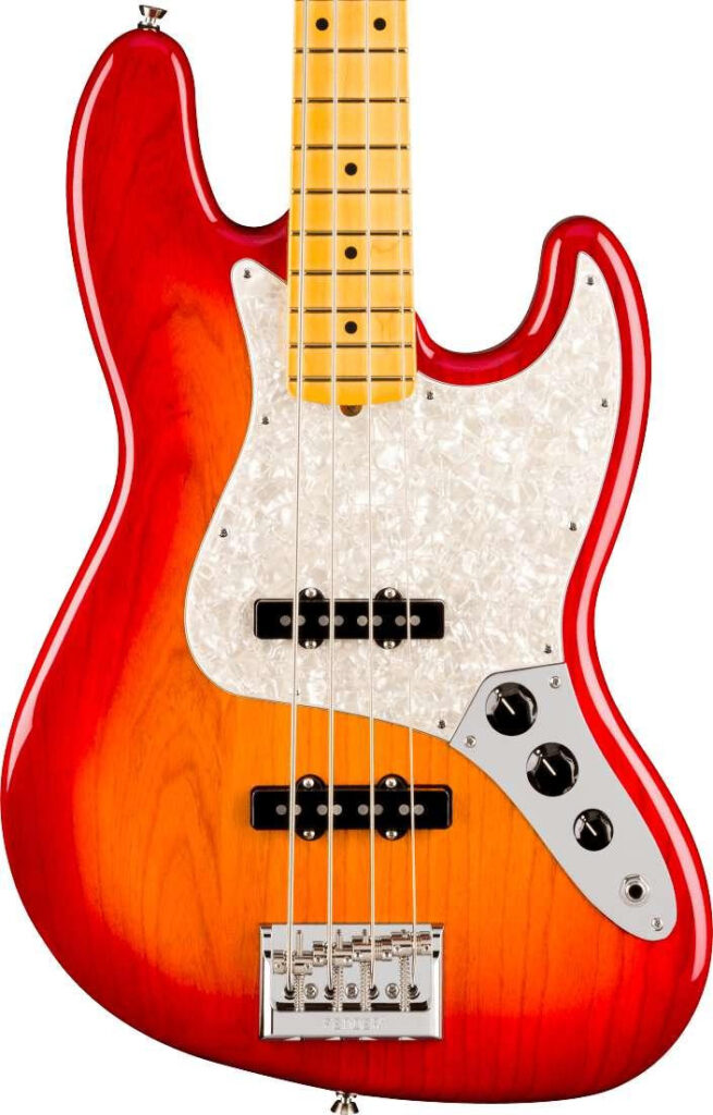 Fender American Professional Jazz Bass Guitar in Aged Cherry Burst, Maple Fingerboard