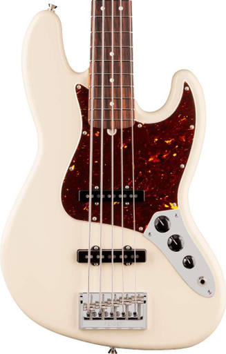 Fender American Professional Jazz Bass V Guitar in Olympic White, Rosewood Fingerboard - Image 2