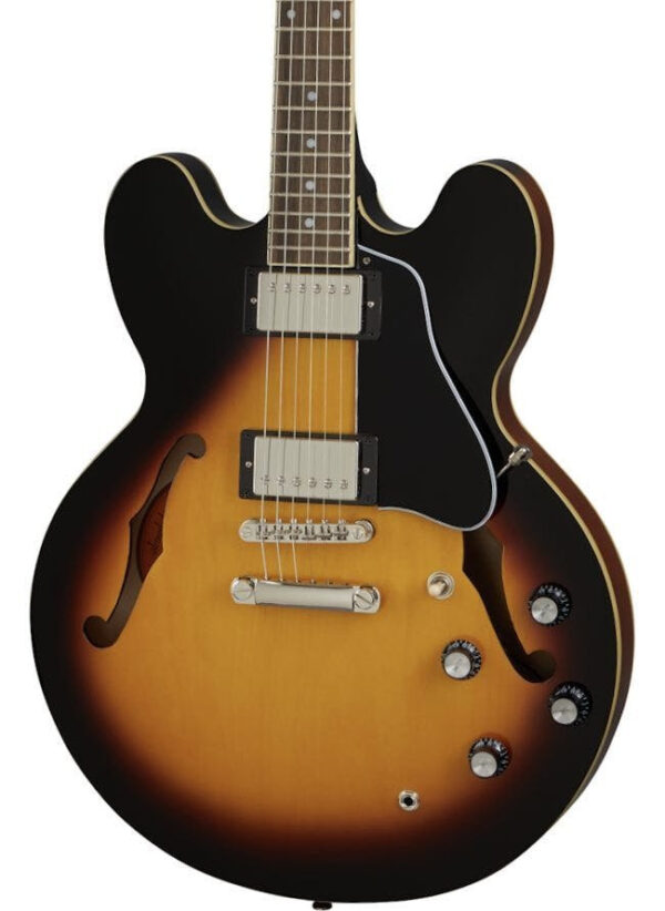 Epiphone Inspired by Gibson ES-335 Semi-Hollow Electric Guitar in Vintage Sunburst, Indian Laurel Fingerboard - Image 1