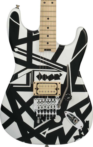 EVH Striped Series Shapes Electric Guitar in White and Black - Image 2