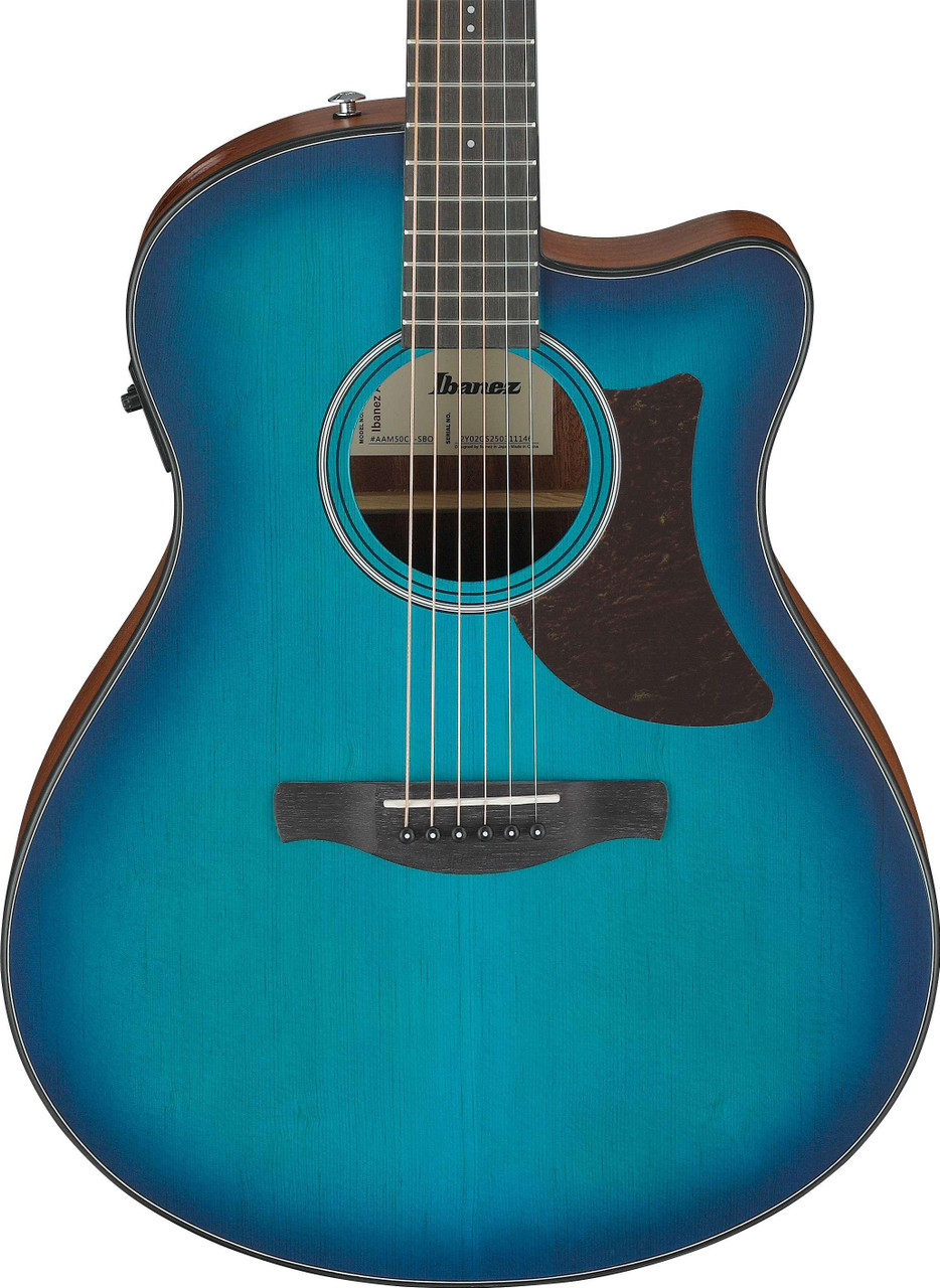 Ibanez AAM50CE-SBO Advanced Electro Acoustic Guitar in Sapphire Blue Burst Open Pore - Image 1