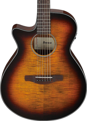 Ibanez AEG70L-TIH AEG Series Left Hand Electro Acoustic Guitar in Tiger Burst High Gloss - Image 2