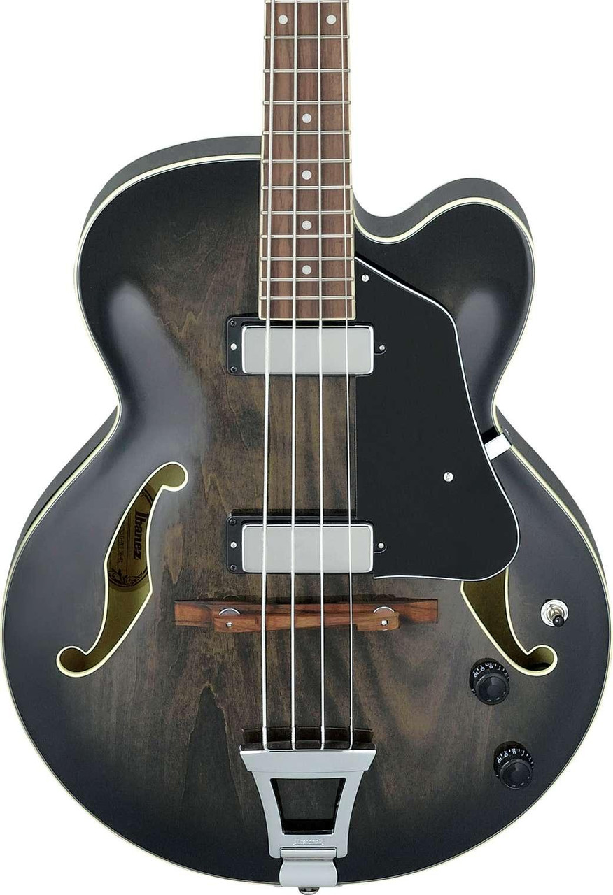 Ibanez AFB200-TKS Artcore Hollow-body Bass Guitar in Transparent Black Sunburst - Image 1